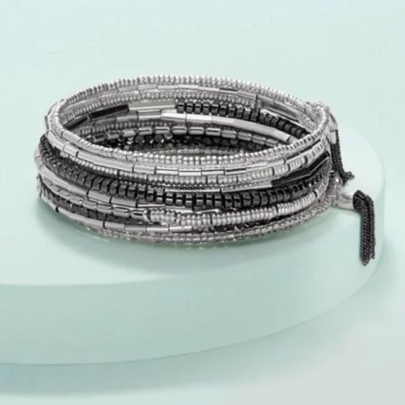 stella & dot ~ celine wrap bracelet silver - Picture 1 of 7